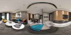 Panoramic Modern Style Living Room Restaurant Space 40 3D Model