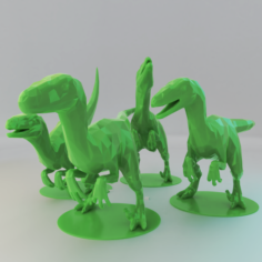 Low Poly Raptors Pack 3D Model