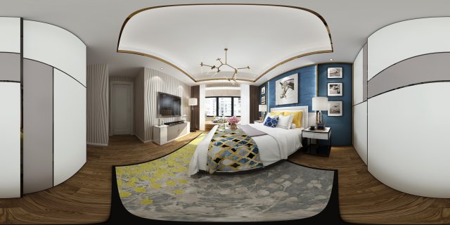 Panorama modern style family bedroom space 03 3D Model