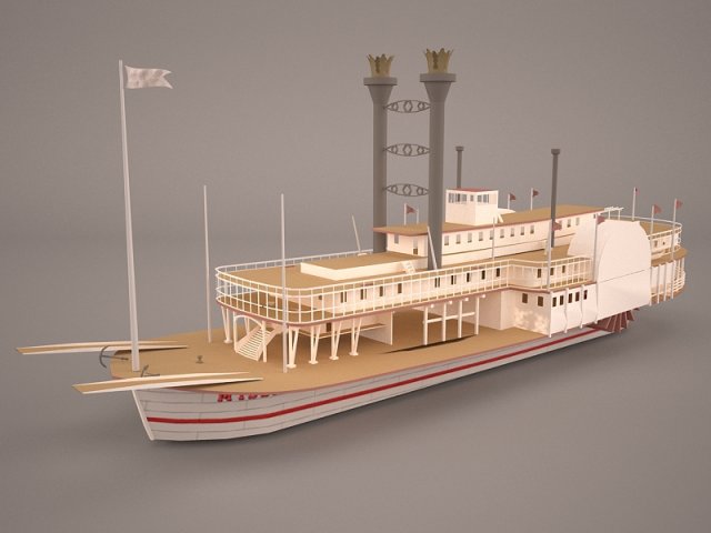 Wheeled Steamboat Belle of Louisville 3D Model