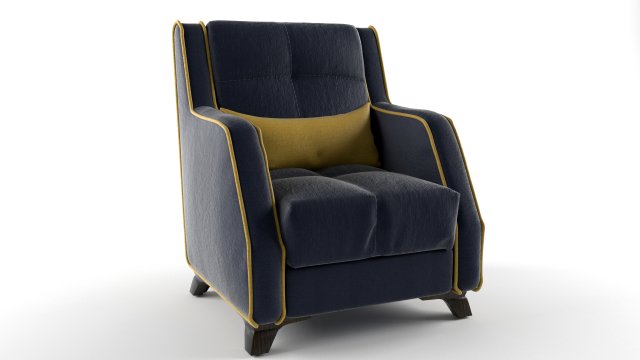 Chair Sheffield Velvet Navy Blue 3D Model