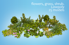 Flowers and plants are low poly 25 objects 3D Model