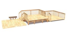 Three Level Deck for House 3D Model