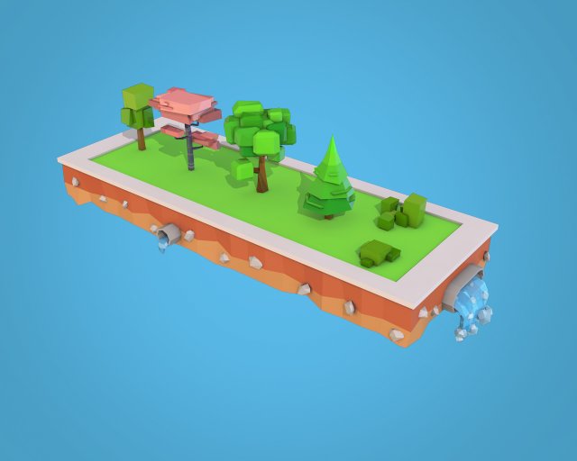Cartoon Trees Bushes Low Poly Pack 3D Model