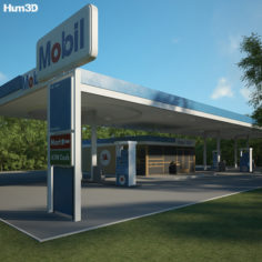 Mobil gas station 001 3D Model