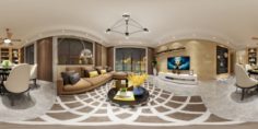 Panoramic Modern Style Living Room Restaurant Space 71 3D Model