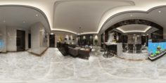 Panoramic Modern Style Living Room Restaurant Space 68 3D Model