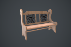Ornate Church Bench 3D Model