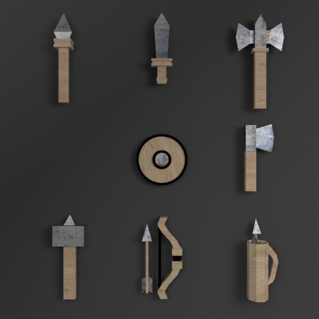 Weapons low poly 3D Model