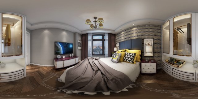 Panoramic neo-classical style family bedroom space 12 3D Model