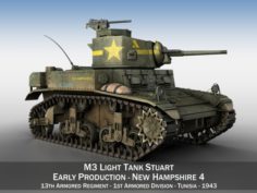 M3 Light Tank Stuart – New Hampshire 4 3D Model