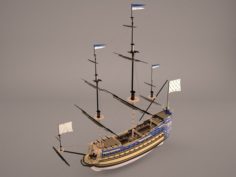English Galeon HMS Revenge 1577 3D Model