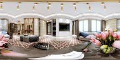 Panoramic Modern Style Living Room Restaurant Space 72 3D Model