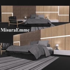 Comfortable bed in a modern style MisuraEmme 3D Model