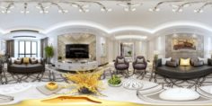 Panorama 360 neo-classical style living room restaurant 03 3D Model
