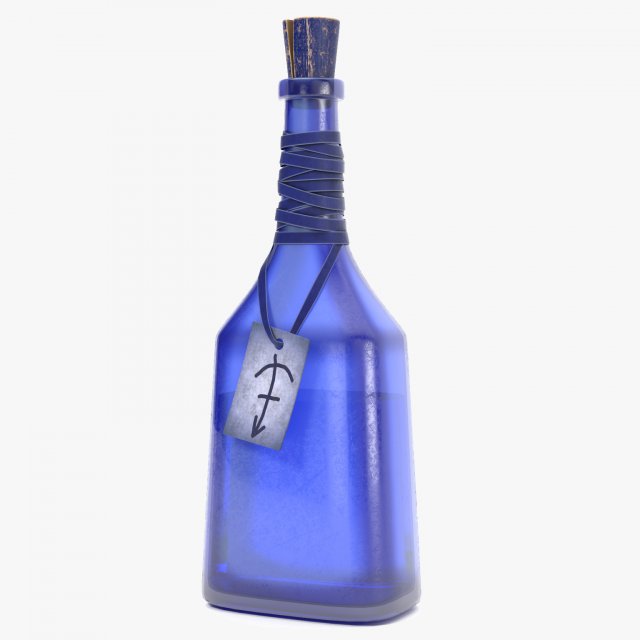 Blue Bottle with Potion 3D Model