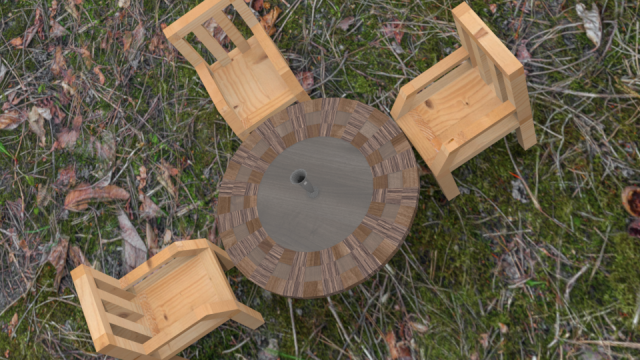 Round Wooden Table 3D Model