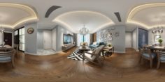 Panoramic Modern Style Living Room Restaurant Space 83 3D Model