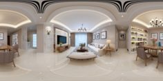 Panoramic Modern Style Living Room Restaurant Space 54 3D Model
