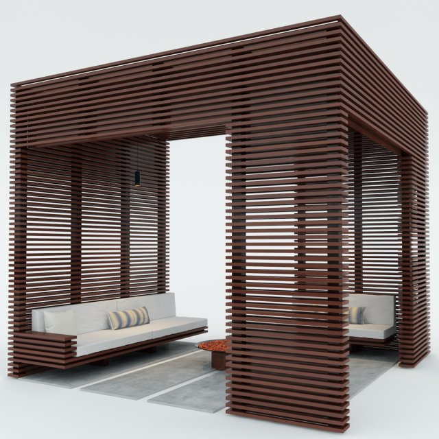 Exterior Wooden Pergola 3D Model