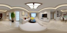 Panoramic Modern Style Living Room Restaurant Space 61 3D Model