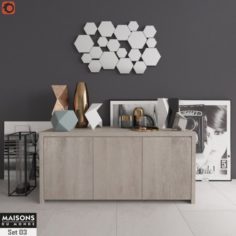 Buffet with decor Maisons du Monde Set 03 3D Model