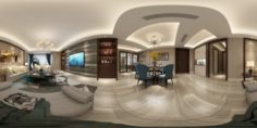 Panoramic Modern Style Living Room Restaurant Space 96 3D Model