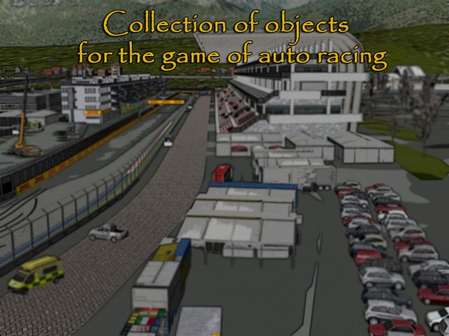 Collection of objects for the game of auto racing 3D Model