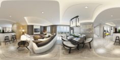 Panoramic Modern Style Living Room Restaurant Space 74 3D Model