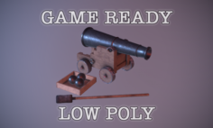 Shooting Old Cannon low poly game ready 3D Model