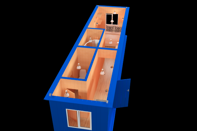 Block container with interior 3D Model
