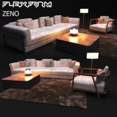 Elegant sofa in modern style Zeno 3D Model