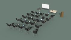 Low Poly Office Conference Hall 3D Model