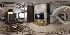Panoramic modern style living room dining room 91 3D Model