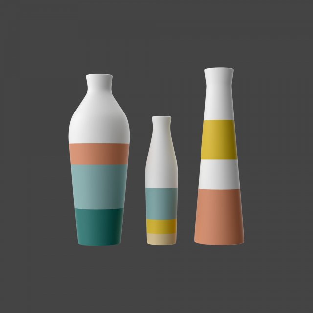 Color Vases Set 3D Model