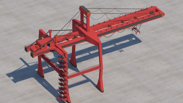 Big Red Crane of Ports 3D Model