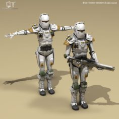 Sci-fi female armoured soldier 3D Model