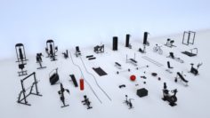 Gym Equipment Collection 47 pieces 3D Model