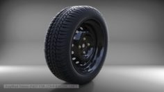 Tire on rim 3D Model