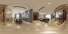 Panoramic Modern Style Living Room Restaurant Space 43 3D Model