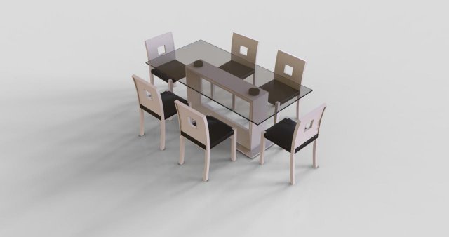 Dinning Table with chairs open window style 3D Model