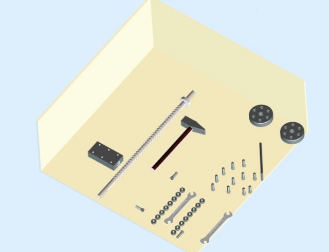 Tools screw balls carriage lnkey nuts lnkeybolts hammer 3D Model