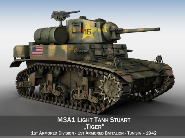 M3A1 Light Tank Stuart – Tiger 3D Model