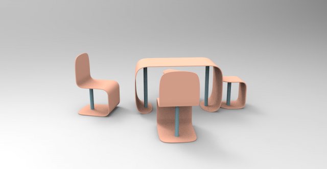 Table and chairs 3D Model