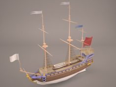 English Galeon HMS Revenge 1577 3D Model
