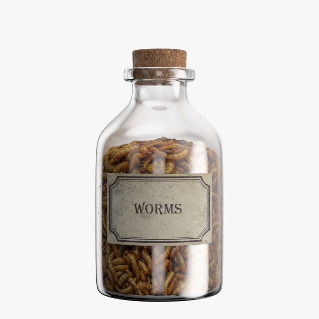 Bottle with Worms 3D Model