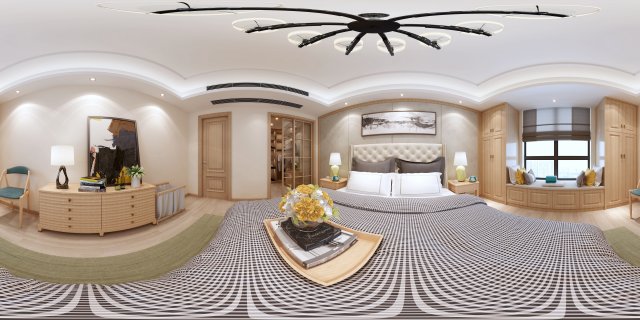 Panorama modern style family bedroom space 04 3D Model
