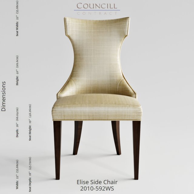 Councill Furniture Elise Side Chair 3D Model