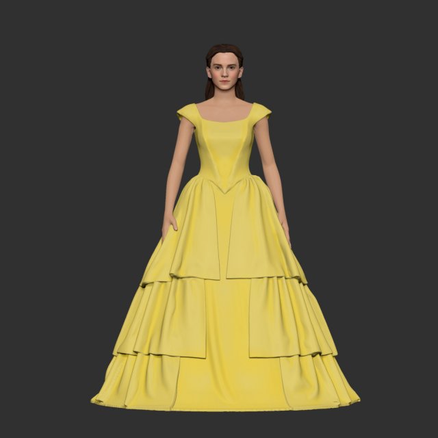 Girl Belle in yellow dress 3D Model