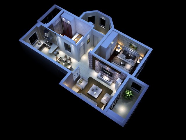 Single Apartment – Aerial View 05 3D Model